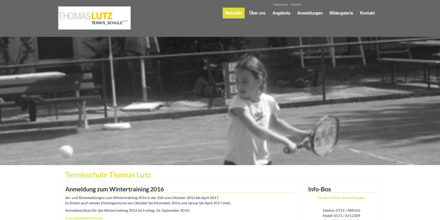 Designbeispiel Tennisschule Thomas Lutz