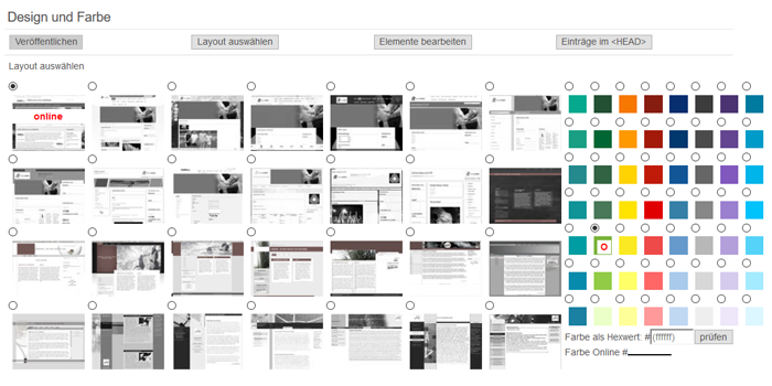 Designs und Farben in IntelliWebs