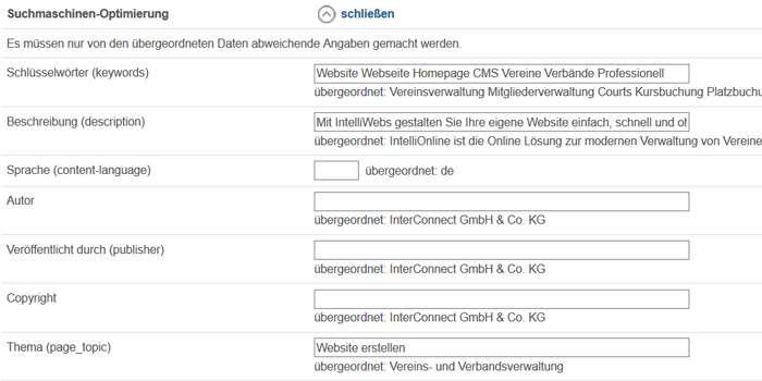SEO mit IntelliWebs