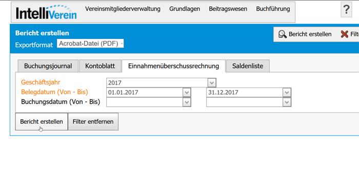 Buchführung Buchführung in IntelliVerein