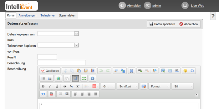 Kurs erstellen in IntelliEvent