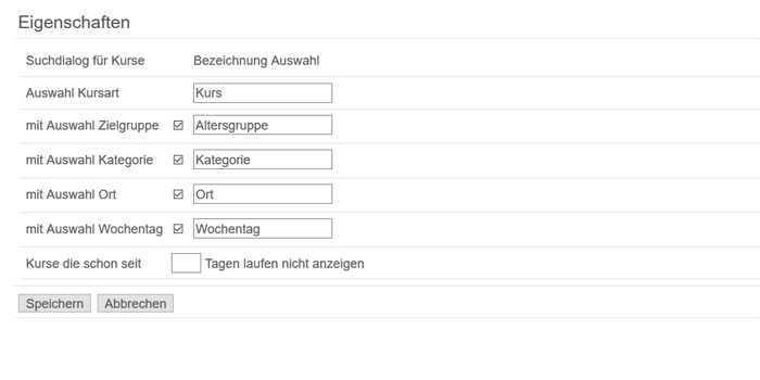 Nach Kursen suchen in IntelliEvent