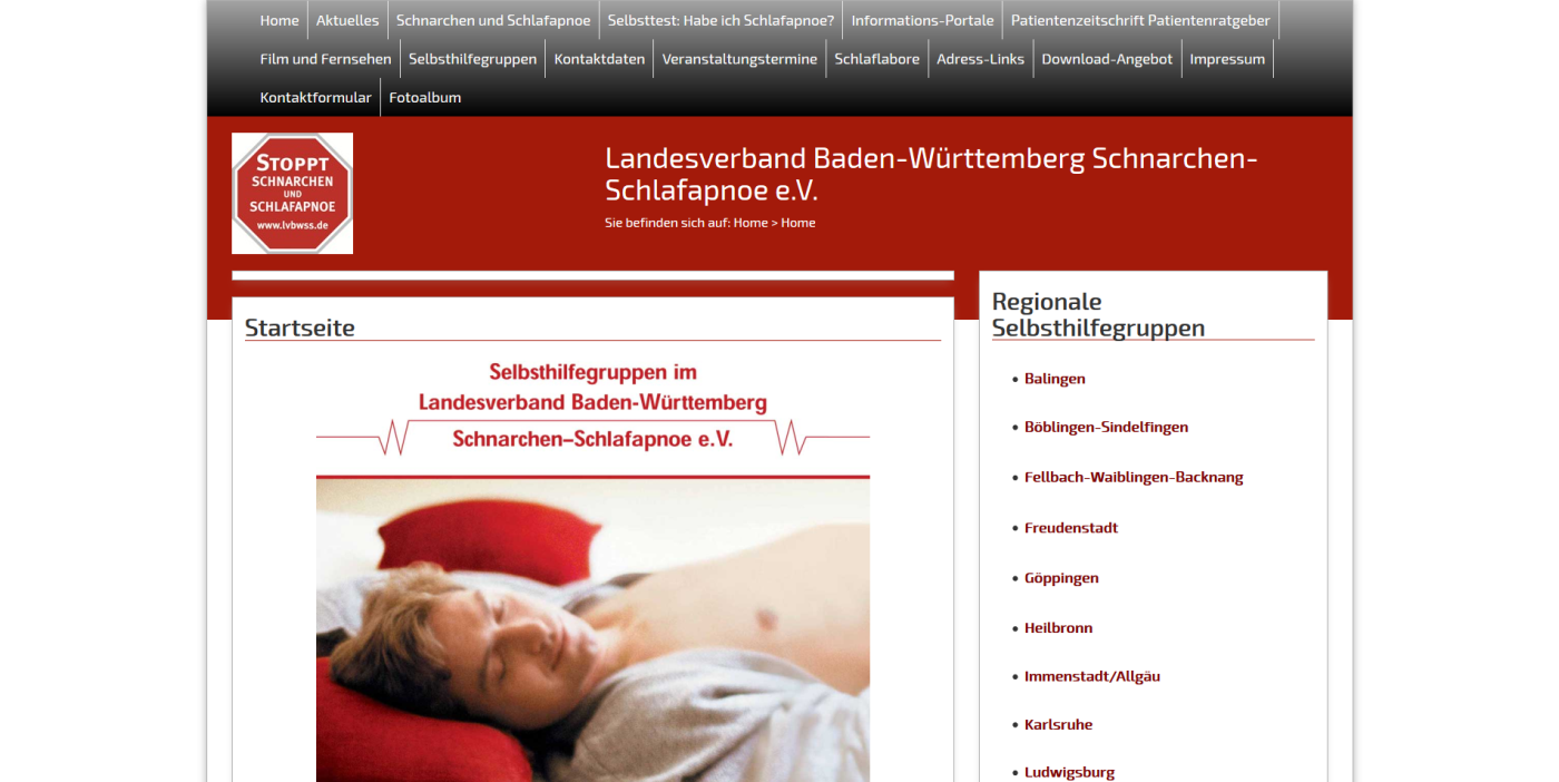 Designbeispiel Selbsthilfegruppen Schnarchen