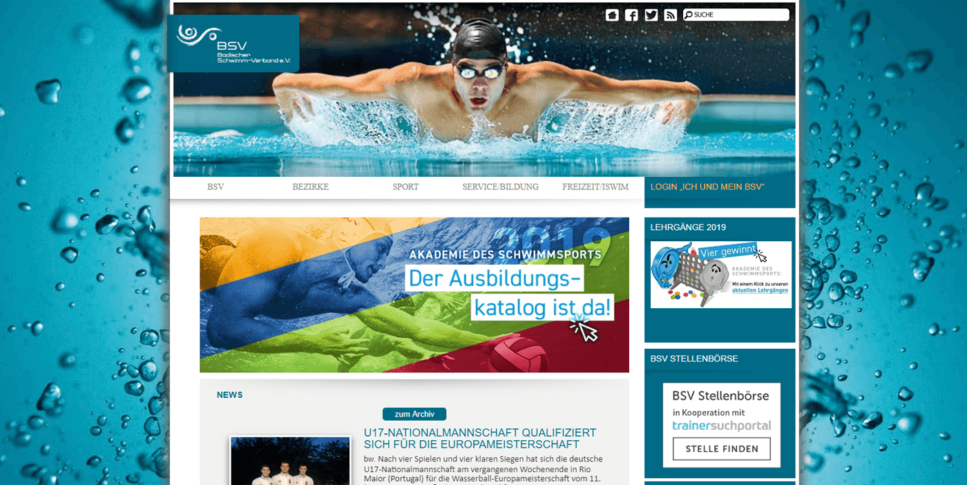 Designbeispiel Badischer Schwimmverband