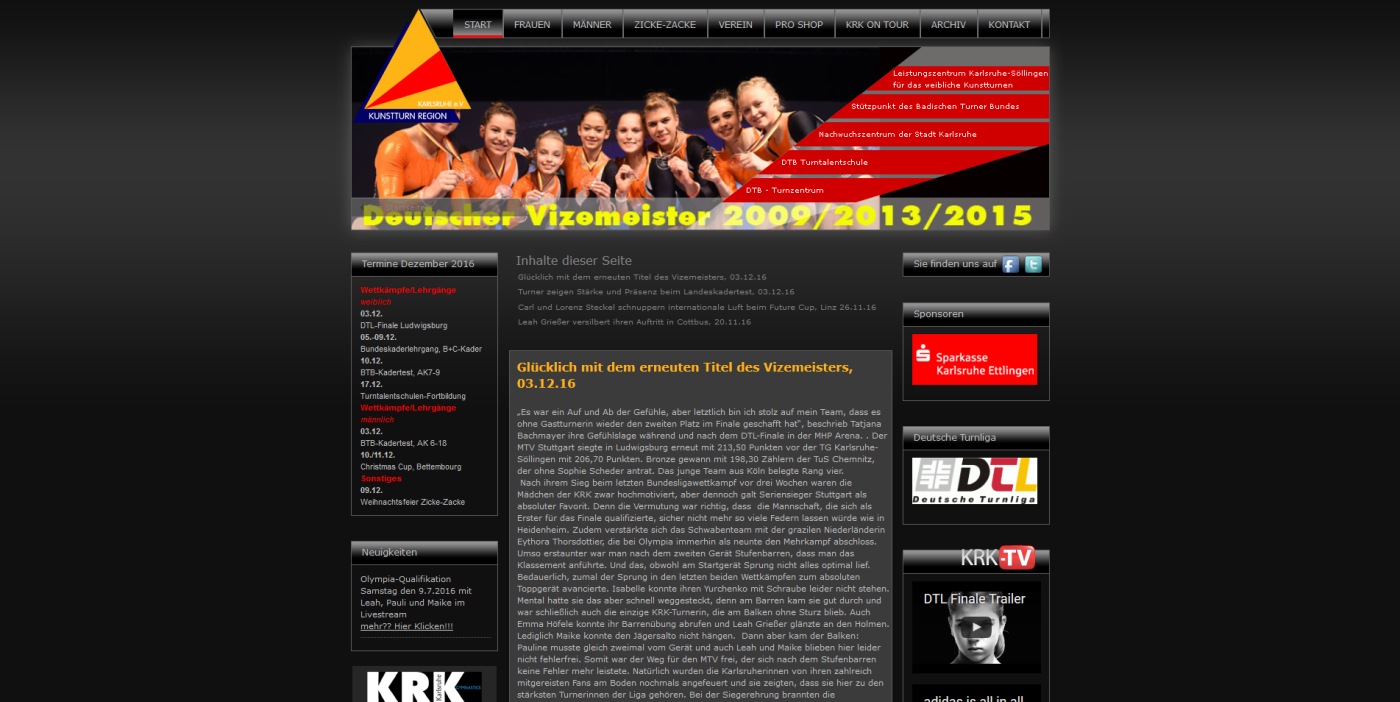 Designbeispiel Kunstturnregion Karlsruhe