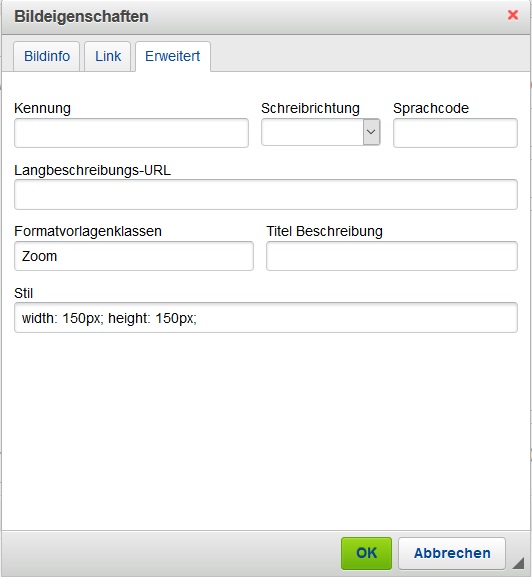 Eigenschaften des Bildes definieren
