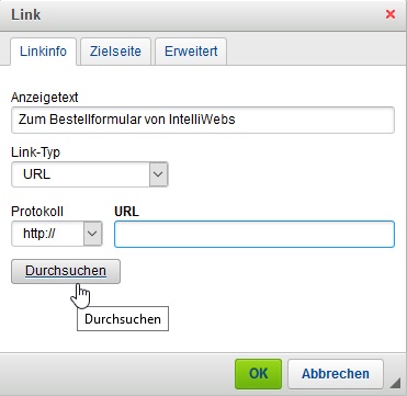 Angaben zum Link in IntelliWebs