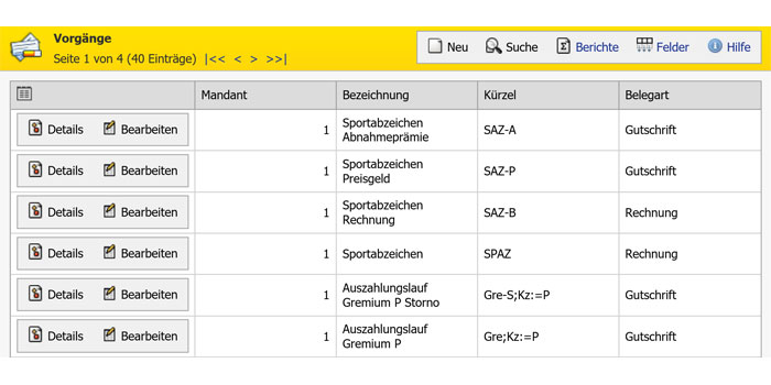 Verbandsverwaltung Belegwesen