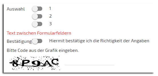 Text zwischen Formularfeldern IntelliWebs