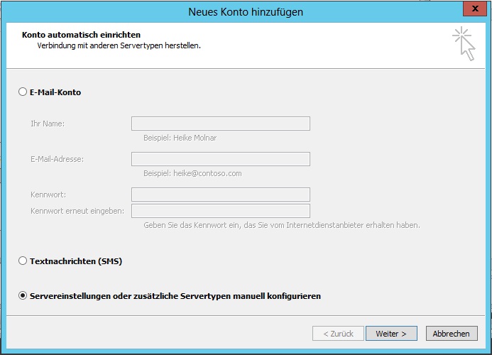 Neues Konto hinzufügen