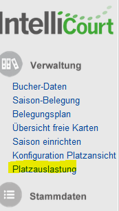 Platzauslastung anzeigen IntelliCourt