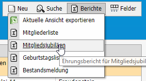 Jubiläumsliste in IntelliVerein