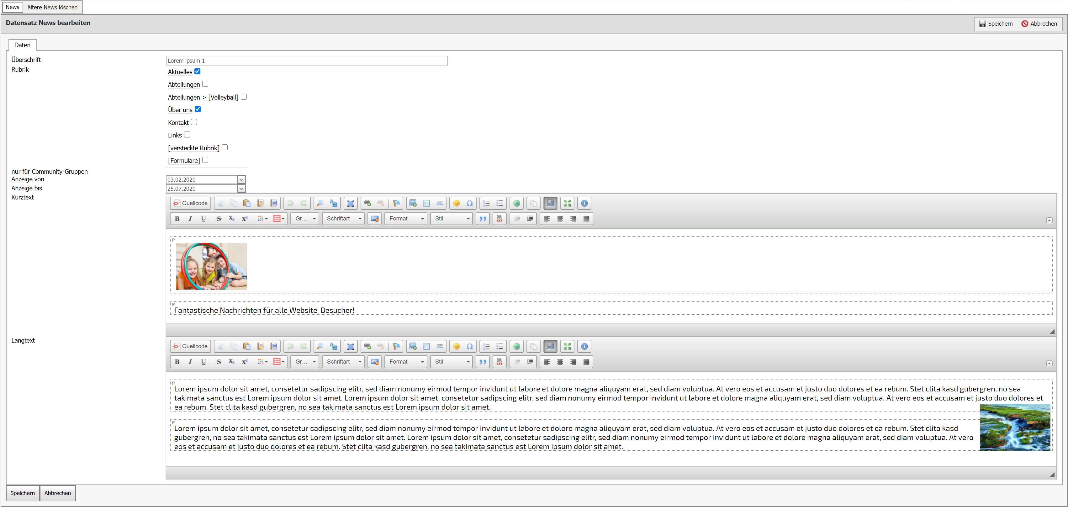 So erstellen Sie eine News in IntelliWebs
