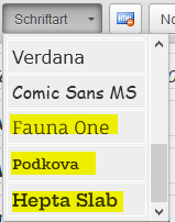 Schriftarten im IntelliWebs-Editor