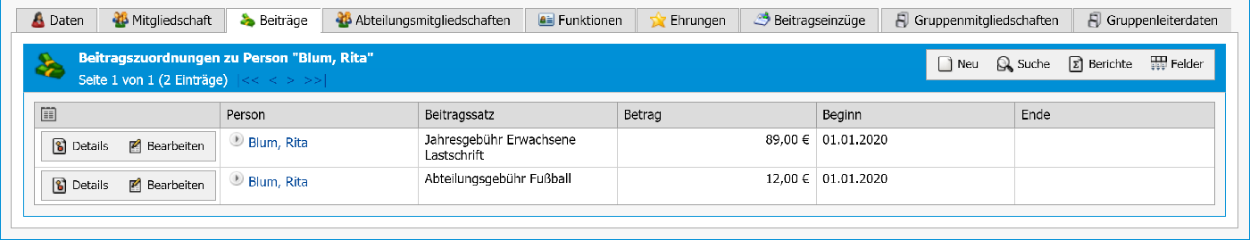Mehrere Beitragszuordnungen bei einer Person Mehrere Beitragszuordnungen bei einer Person