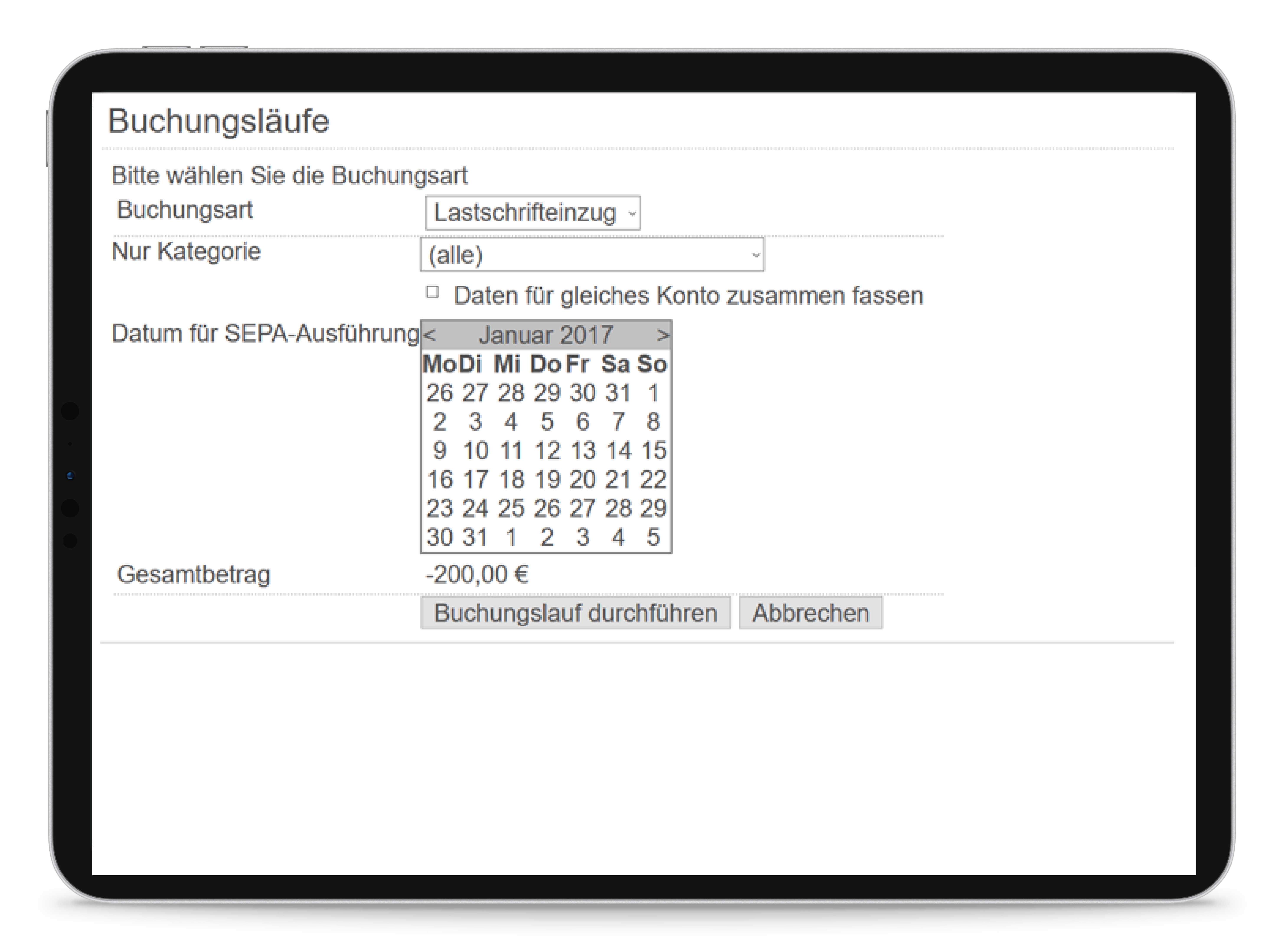 Zahlungseinstellungen mit IntelliCourt